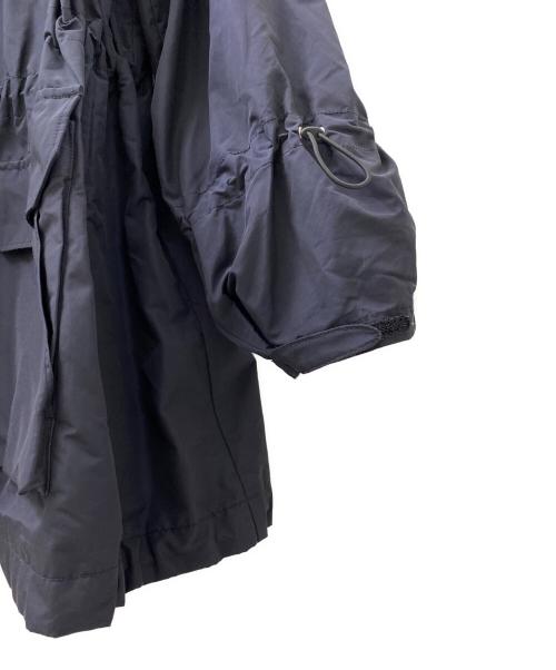 DRAWER（ドゥロワー）DRAWER (ドゥロワー) ノーカラー タフタ ギャザー スリーブ コート ネイビー サイズ:36の古着・服飾アイテム