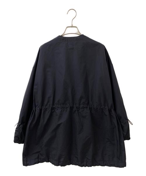 DRAWER（ドゥロワー）DRAWER (ドゥロワー) ノーカラー タフタ ギャザー スリーブ コート ネイビー サイズ:36の古着・服飾アイテム