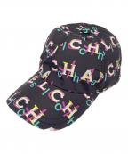 CHANELシャネル）の古着「ナイロンベースボールキャップ」｜ブラック×ピンク