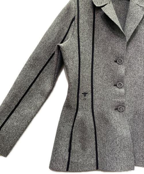Christian Dior（クリスチャン ディオール）Christian Dior (クリスチャン ディオール) パイピング デザインジャケット グレー サイズ:38の古着・服飾アイテム