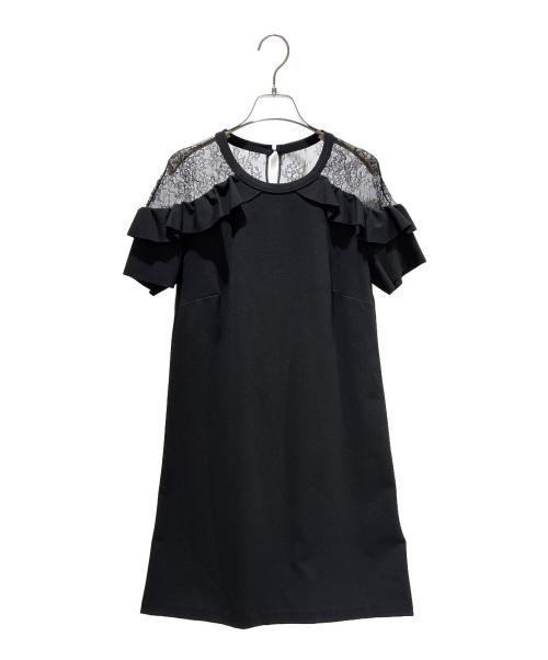 RED VALENTINO（レッドヴァレンティノ）RED VALENTINO (レッドヴァレンティノ) 袖レース切替ワンピース ブラック サイズ:Mの古着・服飾アイテム