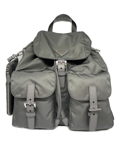 PRADA（プラダ）PRADA (プラダ) ミディアム Re-Nylon バックパック ライトグレーの古着・服飾アイテム
