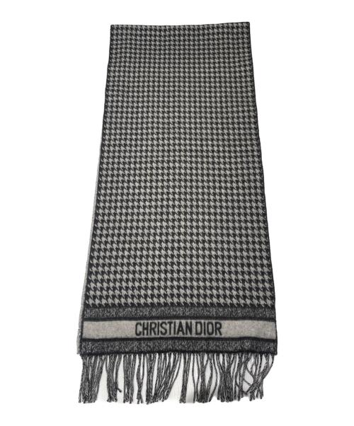 Christian Dior（クリスチャン ディオール）Christian Dior (クリスチャン ディオール) 30モンテーニュ マフラー/Dior 30 Montaigne Scarf/35MON201I001 ブラック×グレーの古着・服飾アイテム