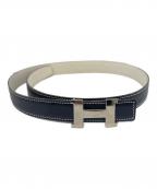 HERMESエルメス）の古着「Constance Belt コンスタンスベルト □C刻印:1999年製」｜ホワイト×ネイビー