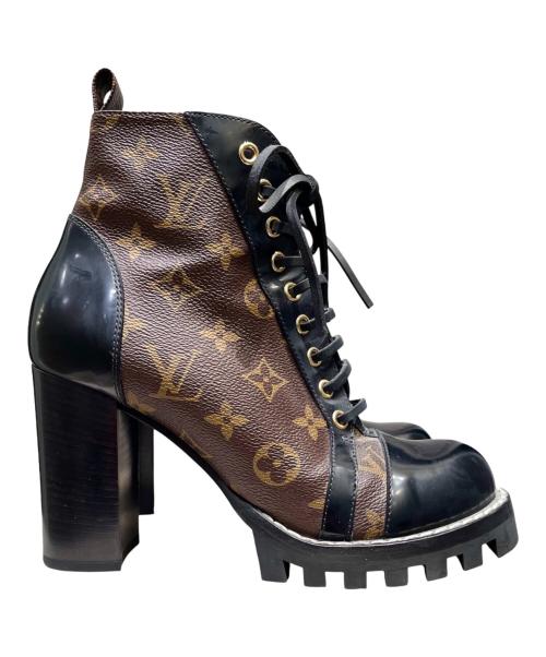 LOUIS VUITTON（ルイ ヴィトン）LOUIS VUITTON (ルイ ヴィトン) スタートレイルアンクルブーツ ブラウン×ブラック サイズ:39の古着・服飾アイテム