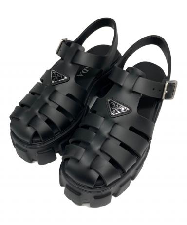 肩甲**/PRADA モノリス　ラバー サンダル　ブラック 中古・古着通販】PRADA (プラダ) モノリス ラバーサンダル ブラック