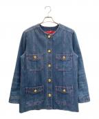GUCCIグッチ）の古着「Oversized Collarless Denim Jacket オーバーサイズ ノーカラーデニムジャケット/561892-XDAJV」｜インディゴ