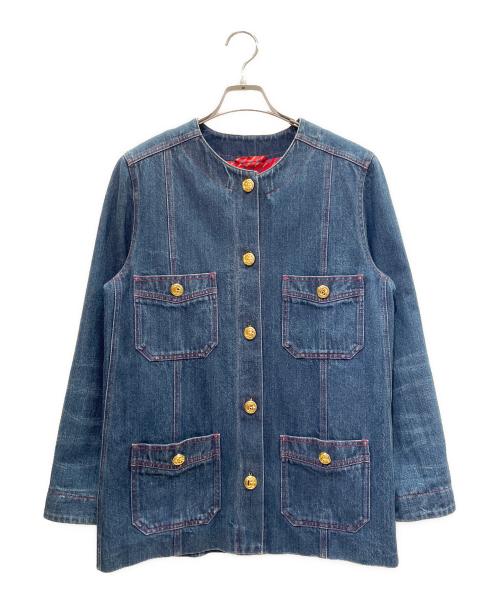 GUCCI（グッチ）GUCCI (グッチ) Oversized Collarless Denim Jacket オーバーサイズ ノーカラーデニムジャケット/561892-XDAJV インディゴ サイズ:44の古着・服飾アイテム