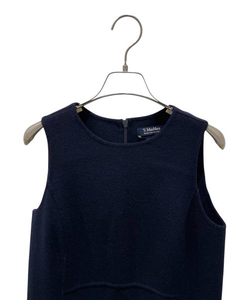 'S Max Mara（エスマックスマーラ）'S Max Mara (エスマックスマーラ) ウールノースリーブワンピース ネイビー サイズ:36の古着・服飾アイテム