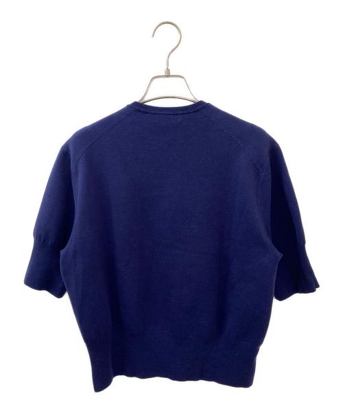 DRAWER（ドゥロワー）DRAWER (ドゥロワー) ロゴ半袖ニットスウェット ネイビー サイズ:1の古着・服飾アイテム