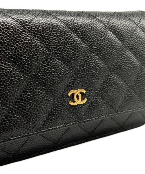 CHANEL（シャネル）CHANEL (シャネル) キャビアスキン チェーンウォレット ブラック サイズ:-の古着・服飾アイテム