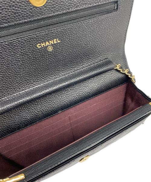 CHANEL（シャネル）CHANEL (シャネル) キャビアスキン チェーンウォレット ブラック サイズ:-の古着・服飾アイテム
