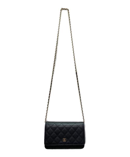 CHANEL（シャネル）CHANEL (シャネル) キャビアスキン チェーンウォレット ブラック サイズ:-の古着・服飾アイテム