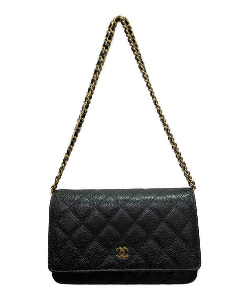 CHANEL（シャネル）CHANEL (シャネル) キャビアスキン チェーンウォレット ブラック サイズ:-の古着・服飾アイテム