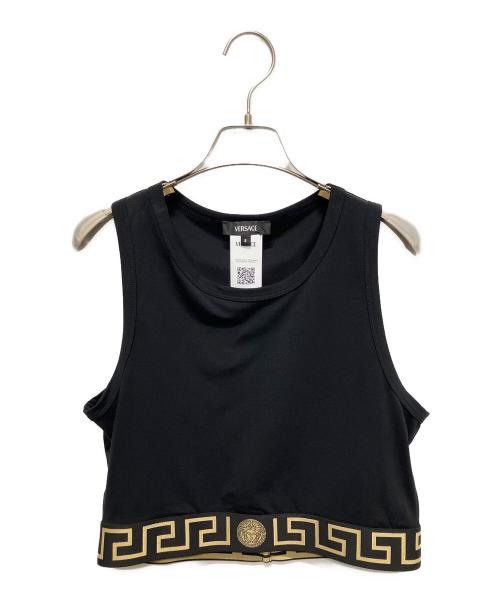 VERSACE（ヴェルサーチ）VERSACE (ヴェルサーチ) Greca Border cropped tank top ブラック サイズ:5の古着・服飾アイテム
