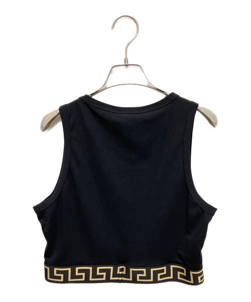 VERSACE（ヴェルサーチ）VERSACE (ヴェルサーチ) Greca Border cropped tank top ブラック サイズ:5の古着・服飾アイテム