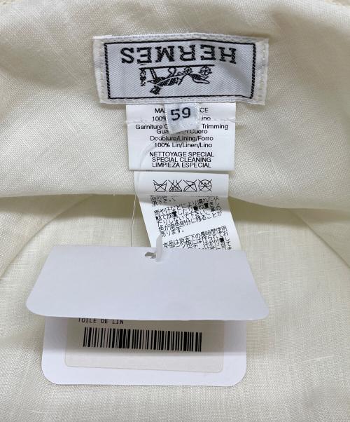HERMES（エルメス）HERMES (エルメス) H Logo Tape Hat Hロゴテープハット アイボリー サイズ:59 未使用品の古着・服飾アイテム
