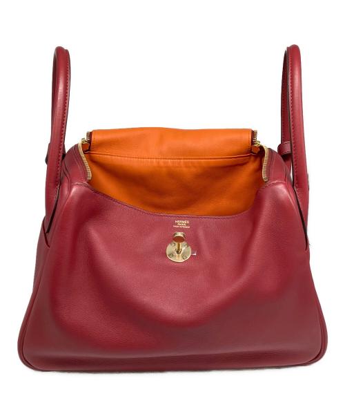 HERMES（エルメス）HERMES (エルメス) Lindy 30 リンディ 30/ゴールド金具/カーフ/X刻印:2016年製 レッド×オレンジ サイズ:30の古着・服飾アイテム