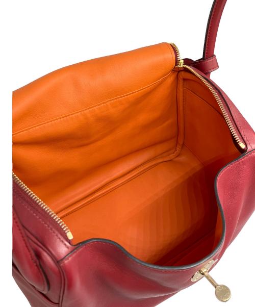 HERMES（エルメス）HERMES (エルメス) Lindy 30 リンディ 30/ゴールド金具/カーフ/X刻印:2016年製 レッド×オレンジ サイズ:30の古着・服飾アイテム