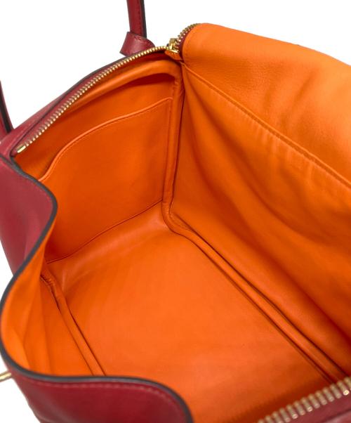 HERMES（エルメス）HERMES (エルメス) Lindy 30 リンディ 30/ゴールド金具/カーフ/X刻印:2016年製 レッド×オレンジ サイズ:30の古着・服飾アイテム