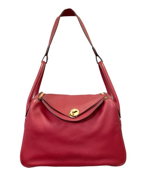HERMES（エルメス）HERMES (エルメス) Lindy 30 リンディ 30/ゴールド金具/カーフ/X刻印:2016年製 レッド×オレンジ サイズ:30の古着・服飾アイテム
