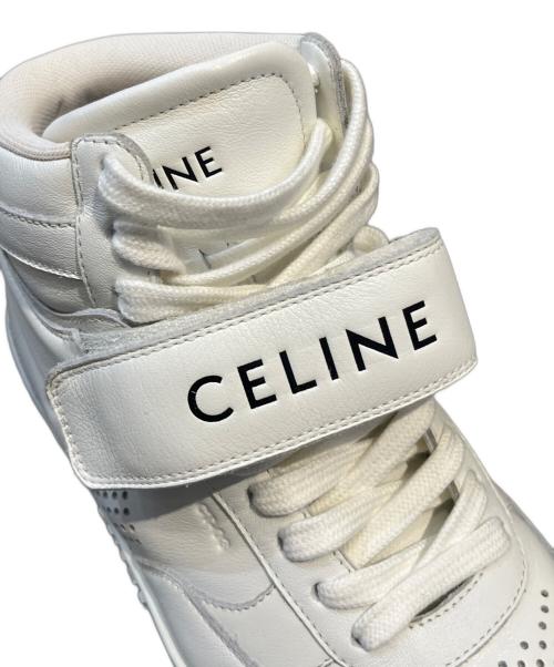 CELINE（セリーヌ）CELINE (セリーヌ) ロゴハイカット ベルクロストラップスニーカー ホワイト サイズ:37の古着・服飾アイテム