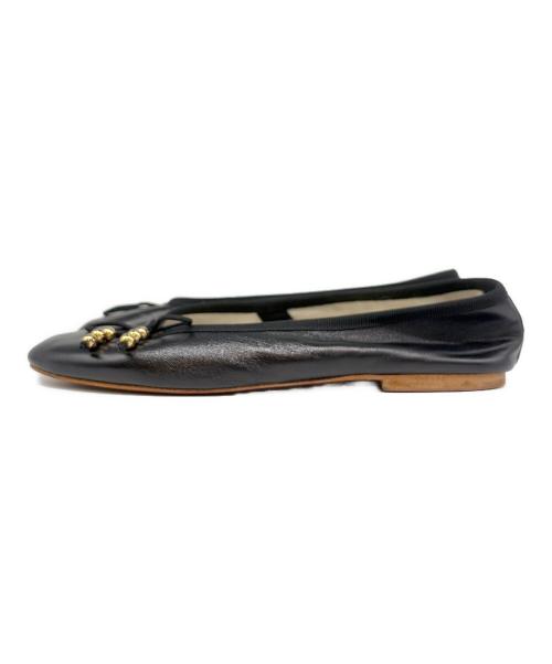 CELINE（セリーヌ）CELINE (セリーヌ) Leather Ballerina Flats バレリーナフラットレザーシューズ ブラック サイズ:37の古着・服飾アイテム