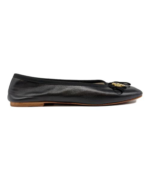 CELINE（セリーヌ）CELINE (セリーヌ) Leather Ballerina Flats バレリーナフラットレザーシューズ ブラック サイズ:37の古着・服飾アイテム