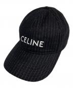 CELINEセリーヌ）の古着「Logo Stripe Baseball Cap ロゴストライプ ベースボールキャップ/2AUS9495R」｜ブラック