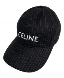 CELINE（セリーヌ）の古着「Logo Stripe Baseball Cap ロゴストライプ ベースボールキャップ/2AUS9495R」｜ブラック