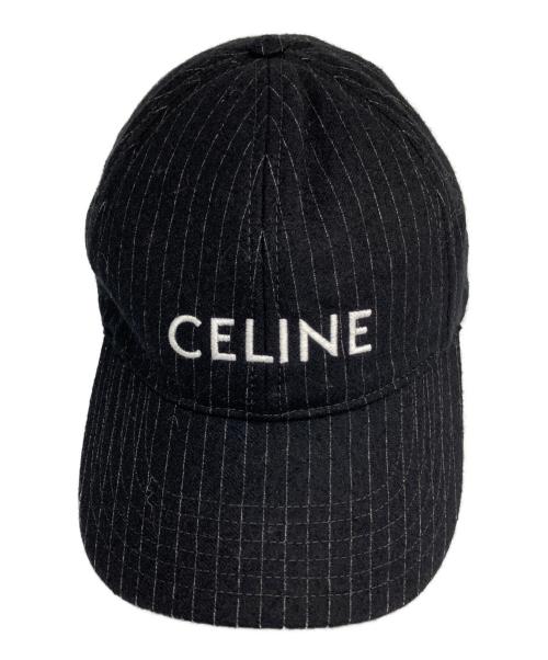 CELINE（セリーヌ）CELINE (セリーヌ) Logo Stripe Baseball Cap ロゴストライプ ベースボールキャップ/2AUS9495R ブラック サイズ:Mの古着・服飾アイテム