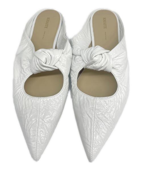 KHAITE（ケイト）KHAITE (ケイト) Patent Leather Pointed-Toe Mules ポインテッドトゥ パテントレザーミュール ホワイト サイズ:37の古着・服飾アイテム