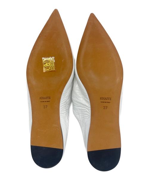 KHAITE（ケイト）KHAITE (ケイト) Patent Leather Pointed-Toe Mules ポインテッドトゥ パテントレザーミュール ホワイト サイズ:37の古着・服飾アイテム