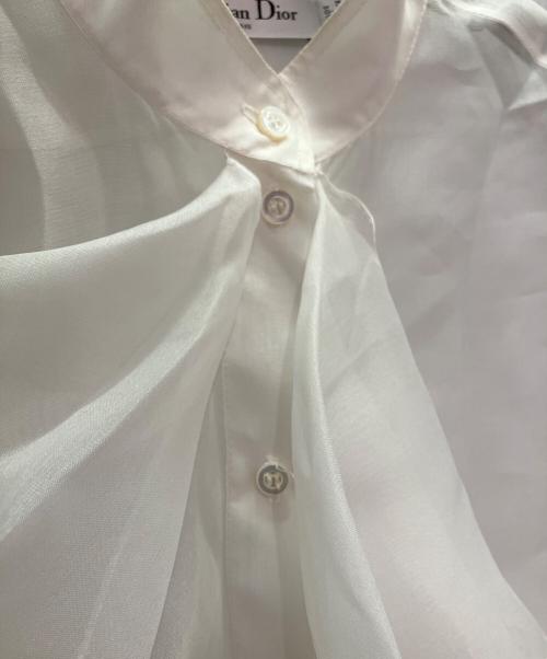 Christian Dior（クリスチャン ディオール）Christian Dior (クリスチャン ディオール) ラッフルネック ブラウス ホワイト サイズ:36の古着・服飾アイテム
