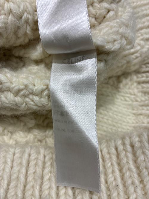 CELINE（セリーヌ）CELINE (セリーヌ) PULL COL MONTANT TRIOMPHE/トリオンフケーブルタートルネックニット ホワイト サイズ:Ｍの古着・服飾アイテム