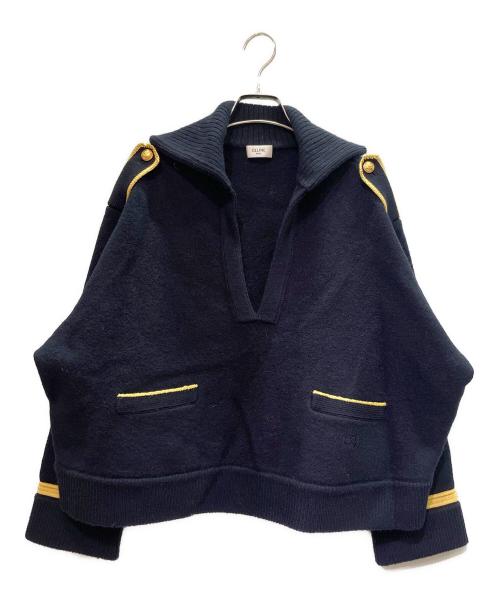 CELINE（セリーヌ）CELINE (セリーヌ) ミリタリー ヴァルーズ 前Vニット/Military V-Neck Pullover Knit Sweater/2ADK8828V ネイビー サイズ:Mの古着・服飾アイテム