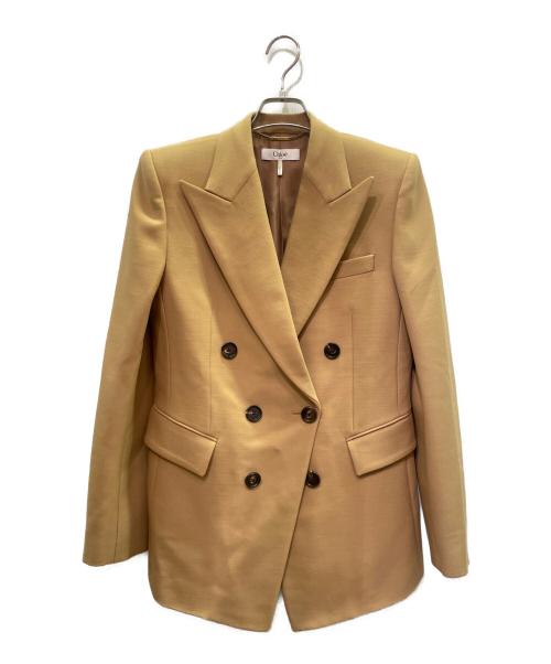 Chloe（クロエ）Chloe (クロエ) Wool Double-Breasted Tailored Jacket ウール ダブル テーラードジャケット キャメル サイズ:38の古着・服飾アイテム