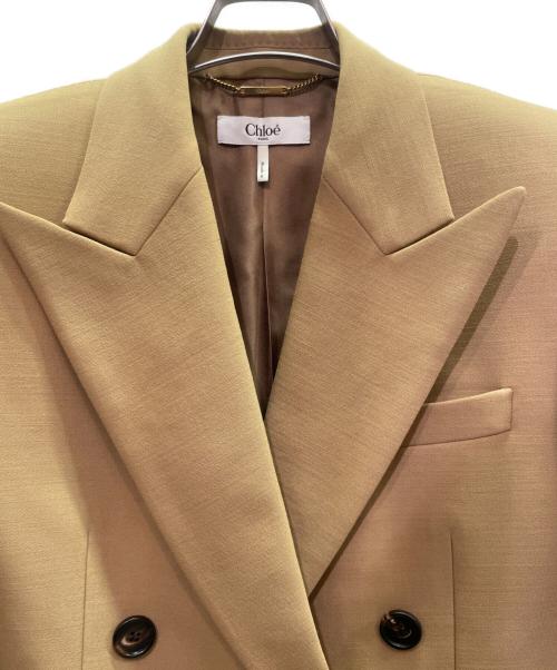 Chloe（クロエ）Chloe (クロエ) Wool Double-Breasted Tailored Jacket ウール ダブル テーラードジャケット キャメル サイズ:38の古着・服飾アイテム
