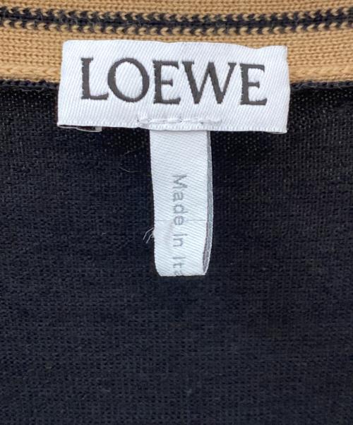 LOEWE（ロエベ）LOEWE (ロエベ) ロゴ刺繍クロップド丈カーディガン ブラック×キャメル サイズ:Mの古着・服飾アイテム