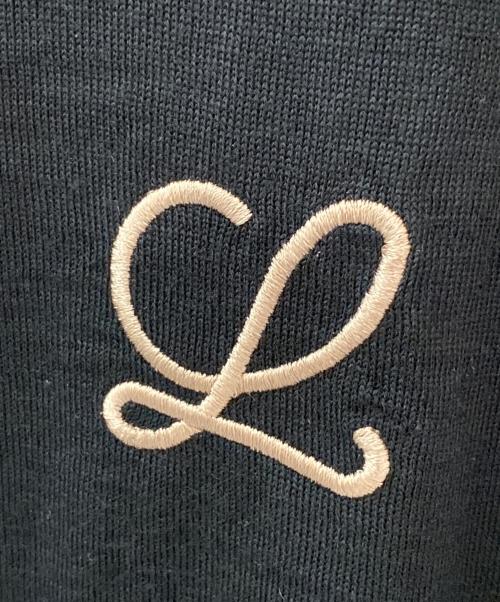LOEWE（ロエベ）LOEWE (ロエベ) ロゴ刺繍クロップド丈カーディガン ブラック×キャメル サイズ:Mの古着・服飾アイテム