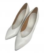 Maison Margielaメゾンマルジェラ）の古着「Pointed-Toe Chunky Heel Pumps ポインテッドトゥチャンキーヒールパンプス/58WL0108」｜ホワイト