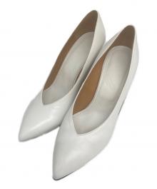 Maison Margiela（メゾンマルジェラ）の古着「Pointed-Toe Chunky Heel Pumps ポインテッドトゥチャンキーヒールパンプス/58WL0108」｜ホワイト