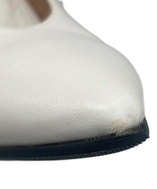 Maison Margiela（メゾンマルジェラ）Maison Margiela (メゾンマルジェラ) Pointed-Toe Chunky Heel Pumps ポインテッドトゥチャンキーヒールパンプス/58WL0108 ホワイト サイズ:37の古着・服飾アイテム