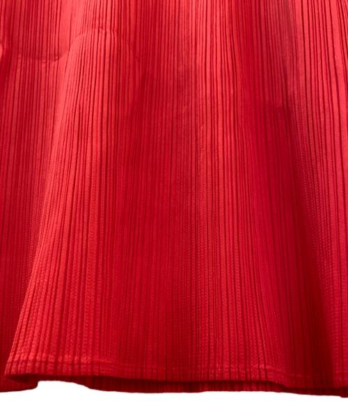 PLEATS PLEASE（プリーツプリーズ）PLEATS PLEASE (プリーツプリーズ) ノースリーブ プリーツワンピース レッド サイズ:3の古着・服飾アイテム