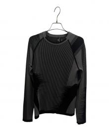 Y-3（ワイスリー）の古着「ロングスリーブクルーネックニット」｜ライトグレー×ブラック