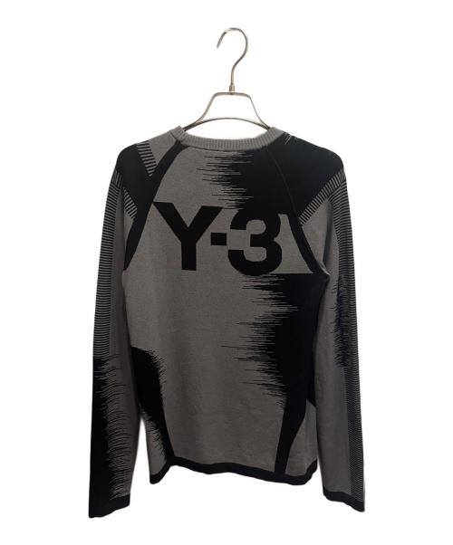Y-3（ワイスリー）Y-3 (ワイスリー) ロングスリーブクルーネックニット ライトグレー×ブラック サイズ:XSの古着・服飾アイテム