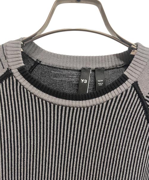 Y-3（ワイスリー）Y-3 (ワイスリー) ロングスリーブクルーネックニット ライトグレー×ブラック サイズ:XSの古着・服飾アイテム