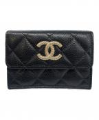 CHANELシャネル）の古着「スモールフラップウォレット」｜ブラック