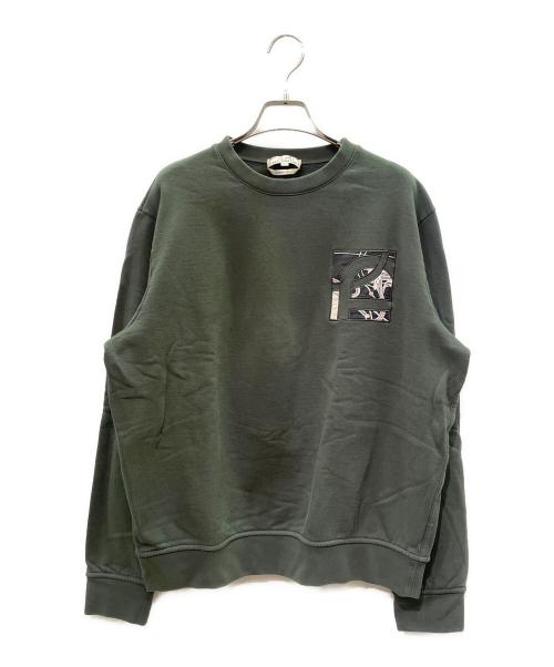 HERMES（エルメス）HERMES (エルメス) ラウンドネックスウェット 《エクスリブリス》 グリーン サイズ:XLの古着・服飾アイテム