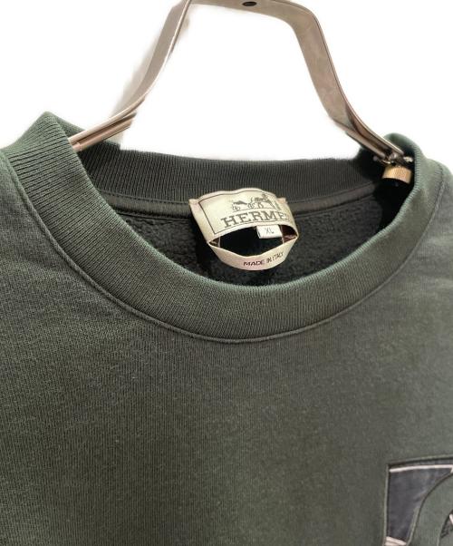 HERMES（エルメス）HERMES (エルメス) ラウンドネックスウェット 《エクスリブリス》 グリーン サイズ:XLの古着・服飾アイテム